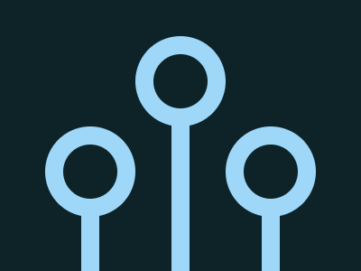 Target: three light blue rings on stems against a dark background